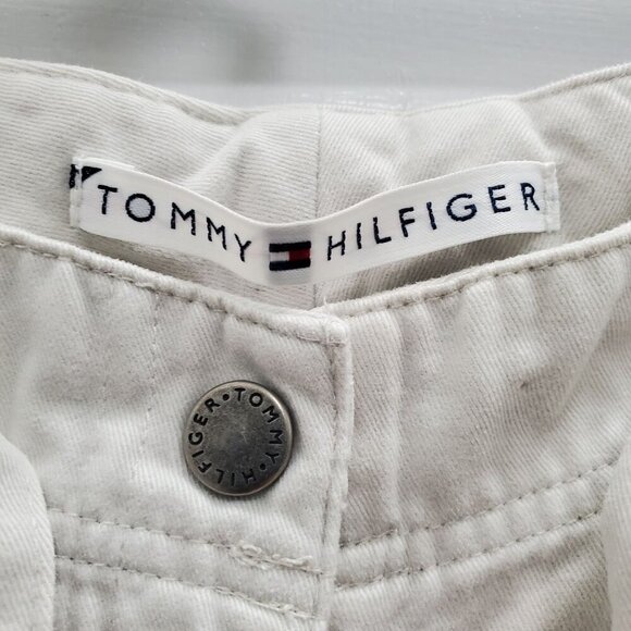 Tommy Hilfiger Women's Y2K Beige Cotton Belted Waist Crops Cropped Khakis Sz 2 - Picture 4 of 8